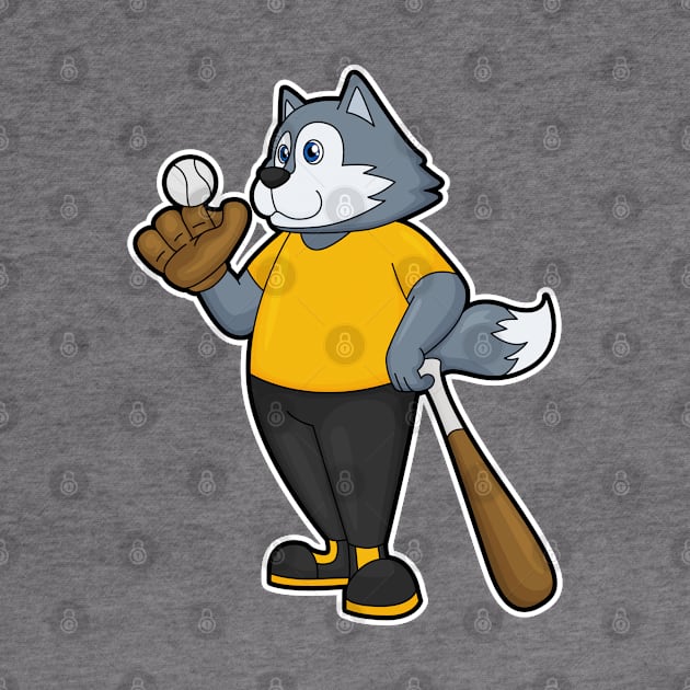 Wolf at Baseball with Baseball bat by Markus Schnabel